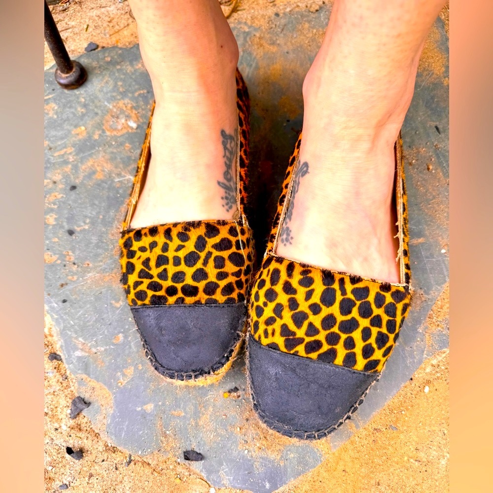 Nine West leopard calfskin and suede espadrilles